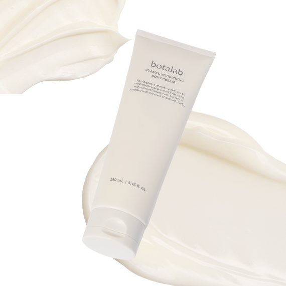Botalab body cream tube on a white background