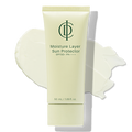A 50 mL tube of Moisture Layer Sun Protector SPF 50+ PA++++ by CH, shown against a dark green background with a white cream smear behind it.