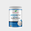 Zeolite powder container with 'zeo one' branding on a white background